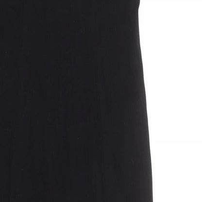 Close-up detail of ASOS women’s black viscose shift, size UK 8, halter pullover