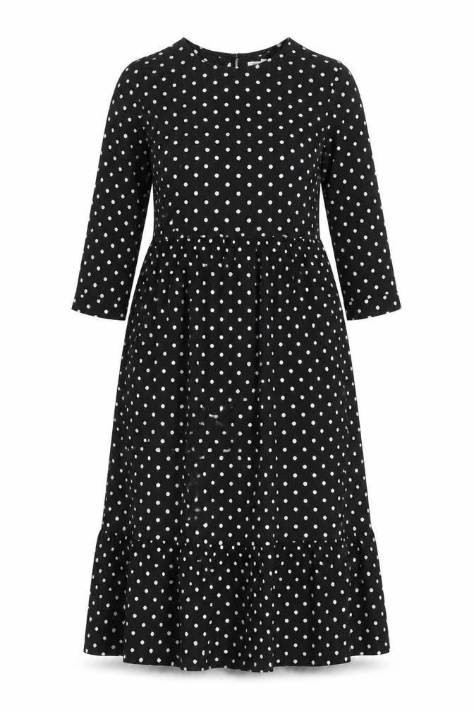 Urban Bliss Womens Black Polka Dot Polyester A-Line Size 10 Round Neck Button