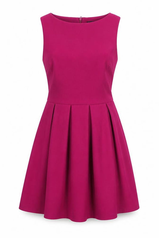 Topshop Womens Purple Polyester Skater Dress Size 6 Round Neck Zip