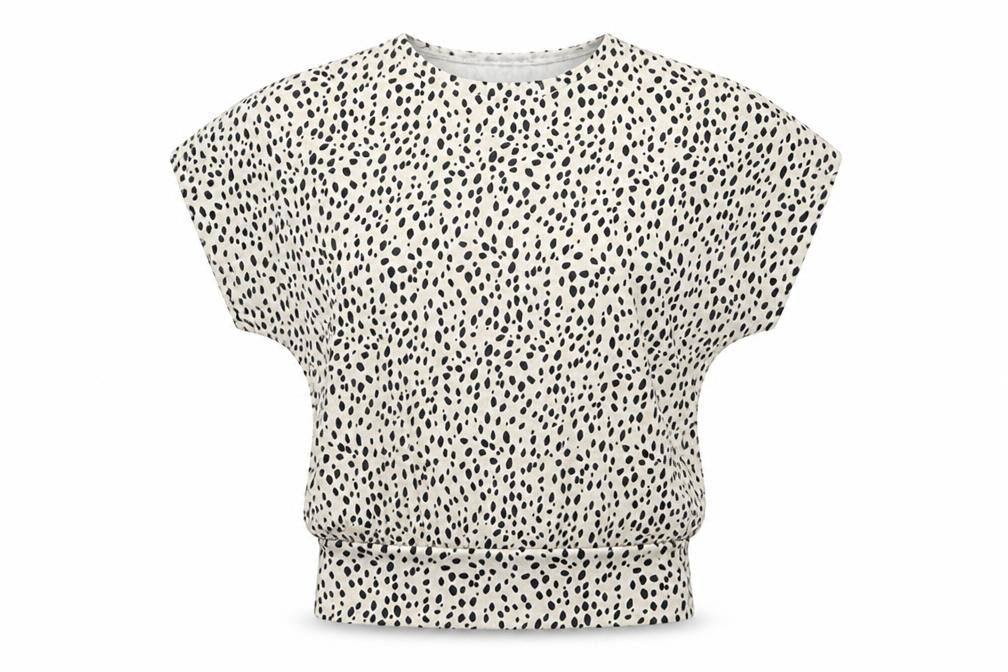 New Look Womens Ivory Geometric Polyester Basic Blouse Size S Round Neck
