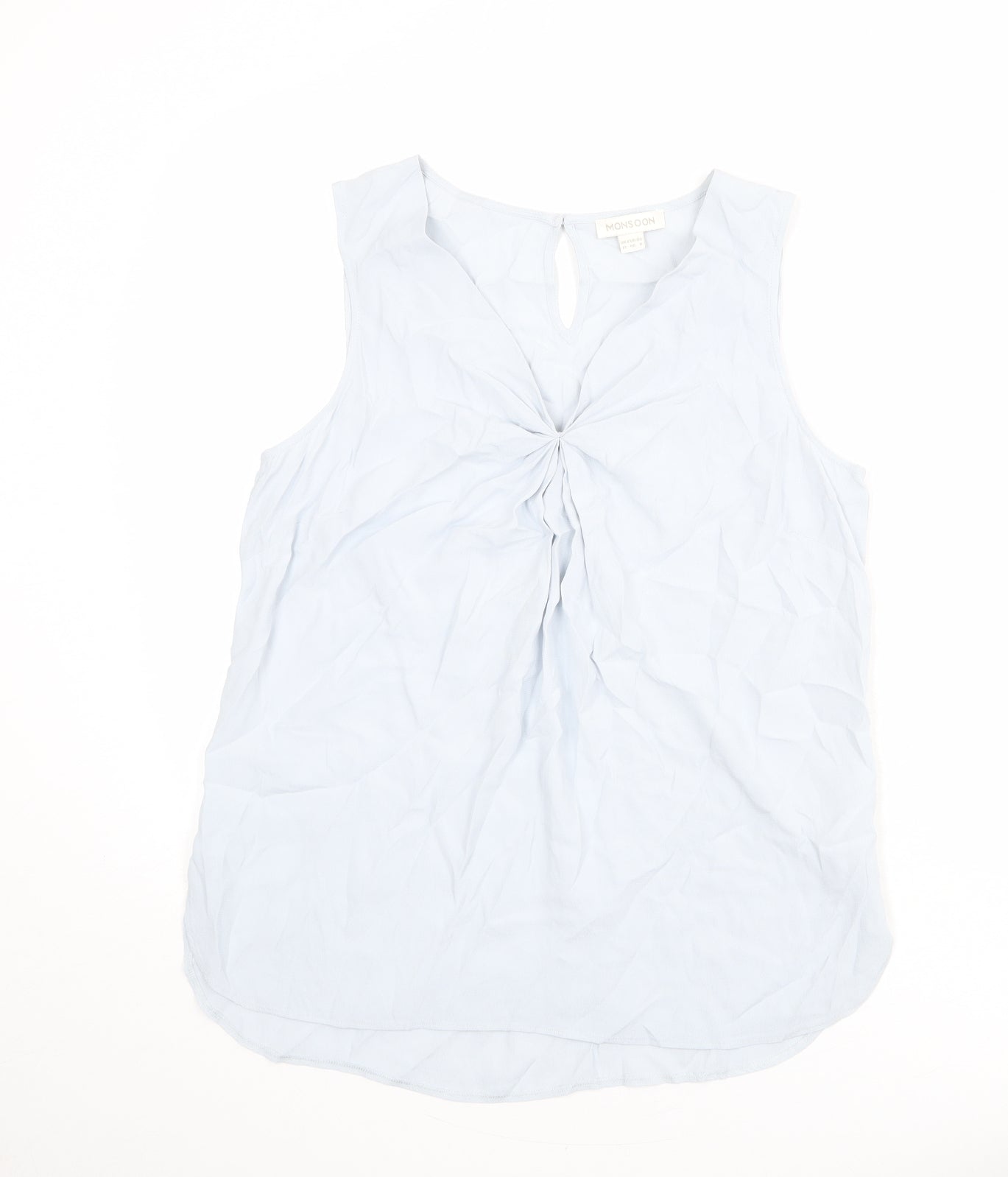Monsoon Womens Blue Viscose Basic Tank Size 12 V-Neck - Twist Detail