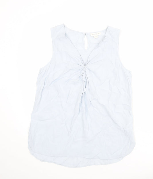 Monsoon Womens Blue Viscose Basic Tank Size 12 V-Neck - Twist Detail
