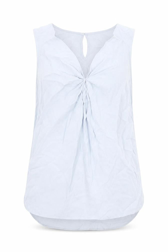 Monsoon Womens Blue Viscose Basic Tank Size 12 V-Neck - Twist Detail