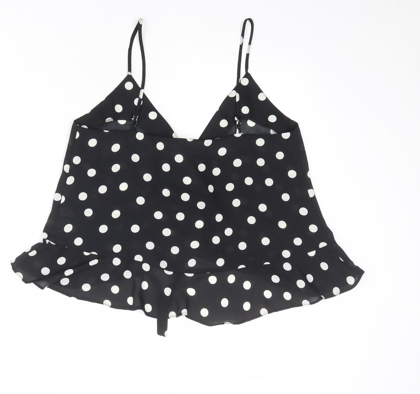ASOS Womens Black Polka Dot Polyester Cropped Tank Size 10 V-Neck