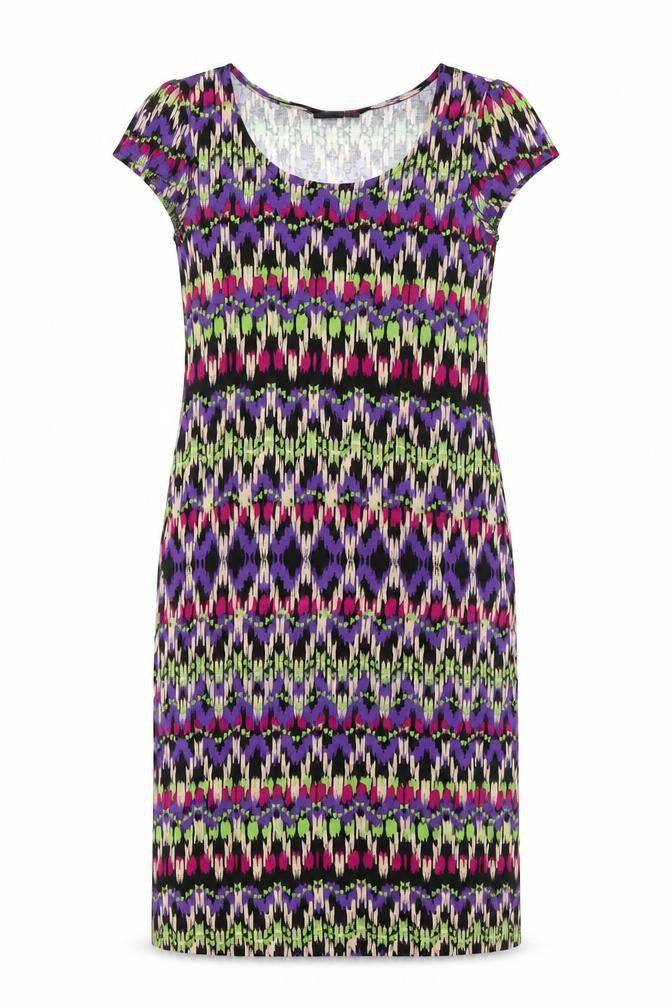Wallis Womens Multicoloured Geometric Polyester T-Shirt Dress Size S Round Neck Pullover