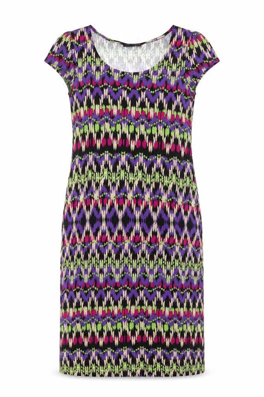 Wallis Womens Multicoloured Geometric Polyester T-Shirt Dress Size S Round Neck Pullover