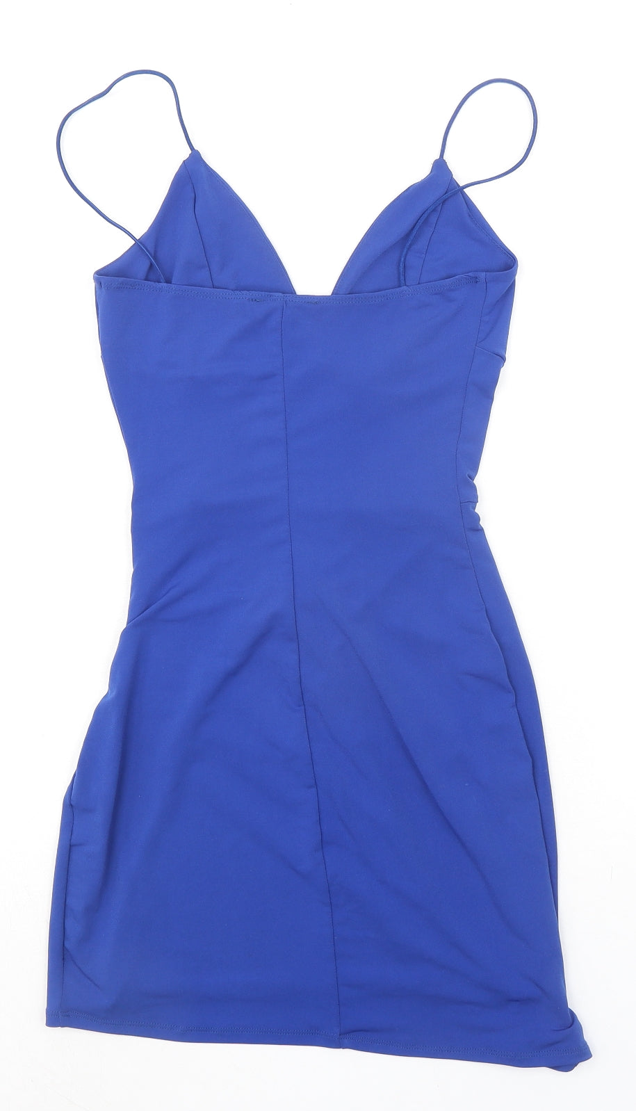 First Distraction Womens Blue Polyester Mini Size 6 V-Neck