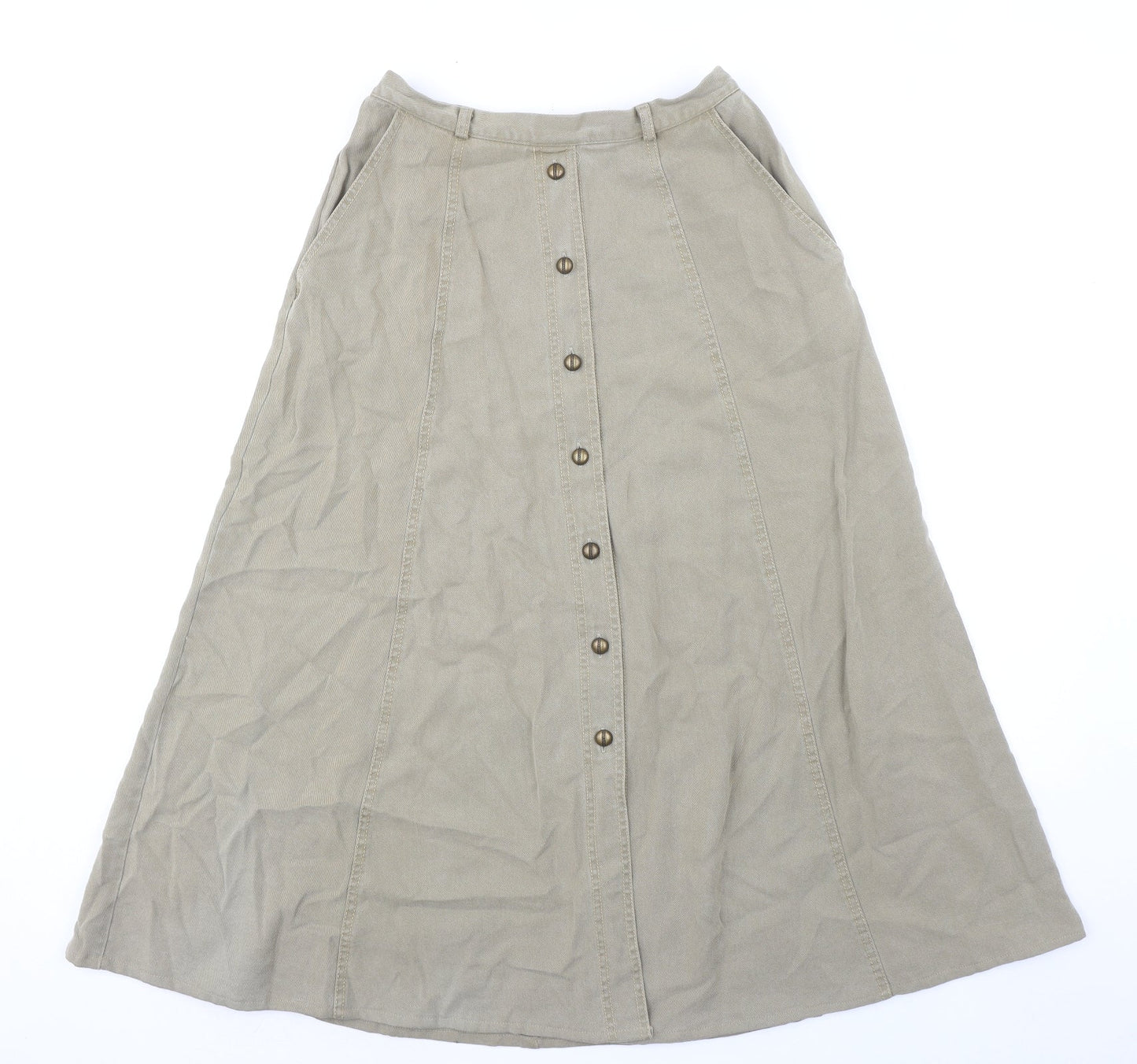 Pola Oy Womens Green Lyocell Swing Skirt Size 12 Zip