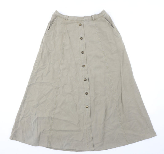 Pola Oy Womens Green Lyocell Swing Skirt Size 12 Zip