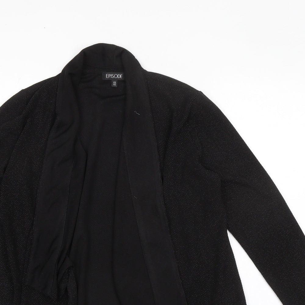Episode Womens Black V-Neck Polyester Cardigan Jumper Size XS