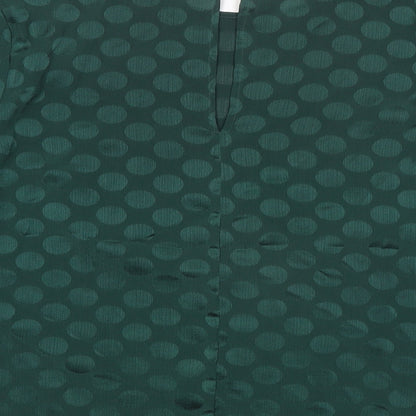 Warehouse Womens Green Polka Dot Polyester Basic Blouse Size 10 Round Neck - Flute Sleeve