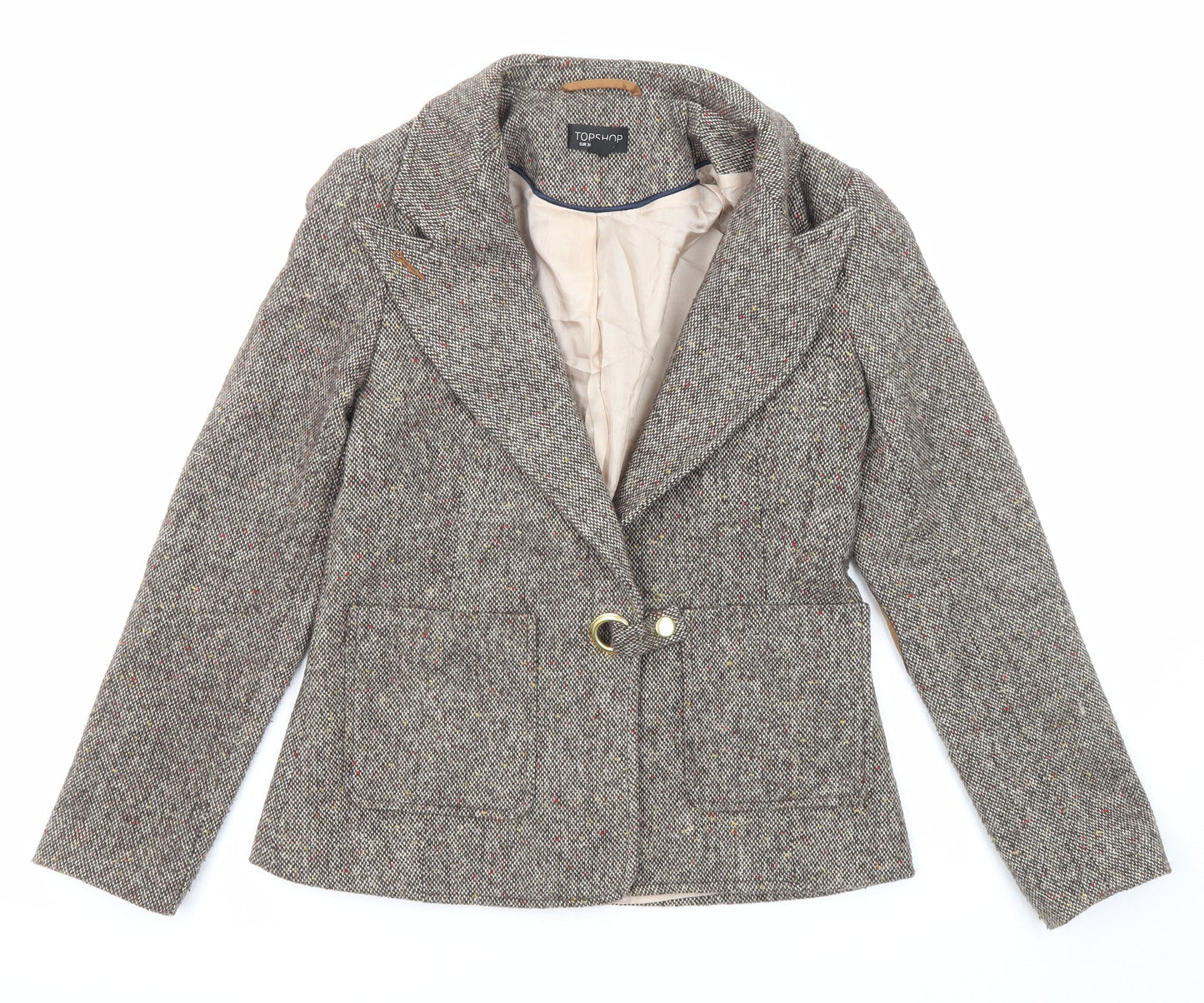 Topshop Womens Multicoloured Geometric Jacket Size 8 Snap