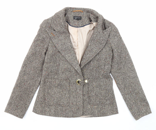 Topshop Womens Multicoloured Geometric Jacket Size 8 Snap