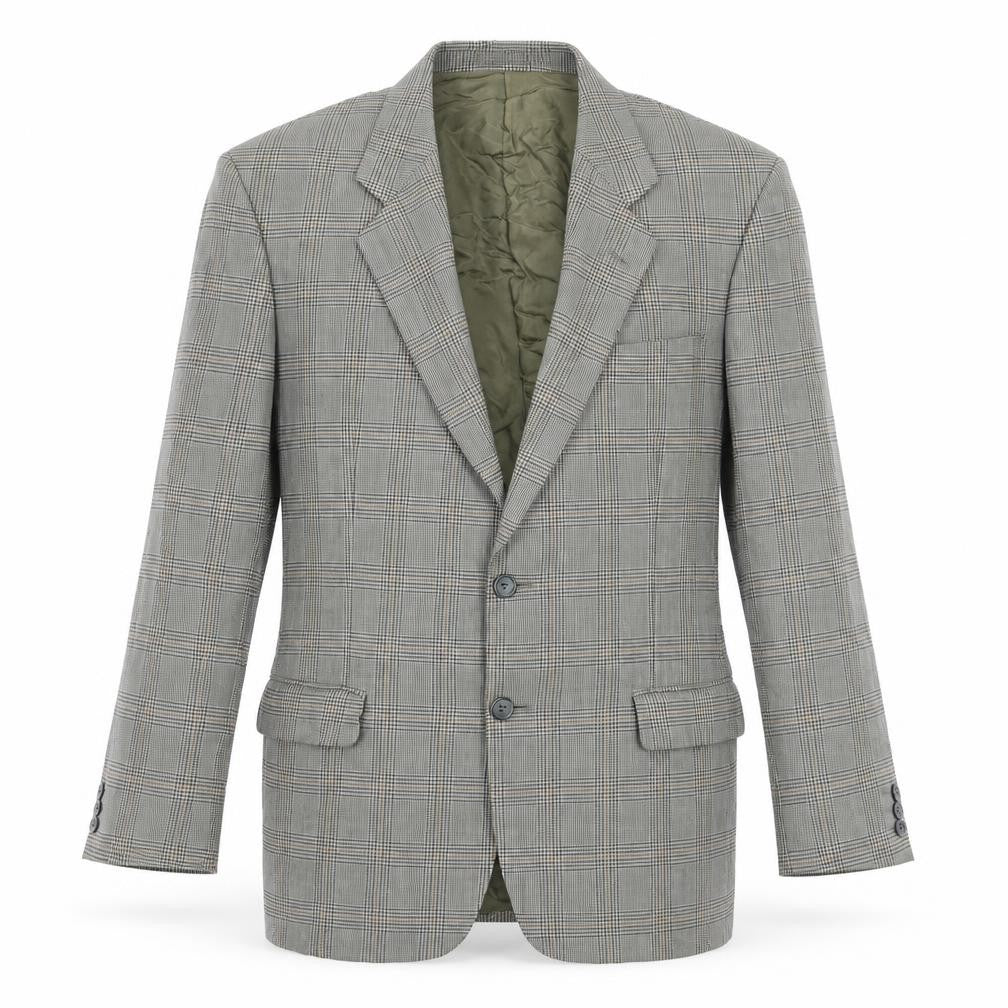 Marks & Spencer Mens Grey Plaid Wool Jacket Suit Jacket Size 40 Regular