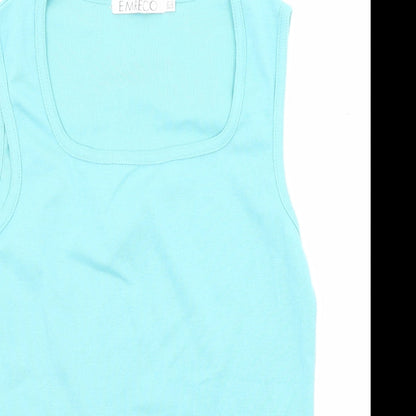 Emreco Womens Blue Cotton Basic Tank Size 12 Scoop Neck