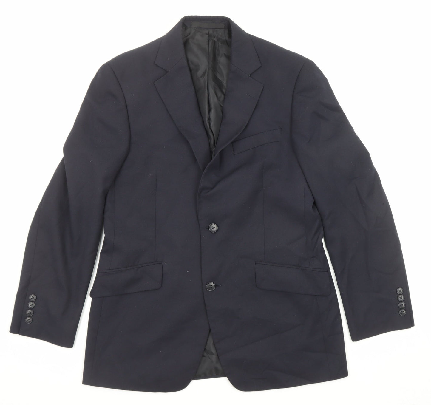 Terry de Havilland Mens Blue Polyester Jacket Suit Jacket Size 38 Regular