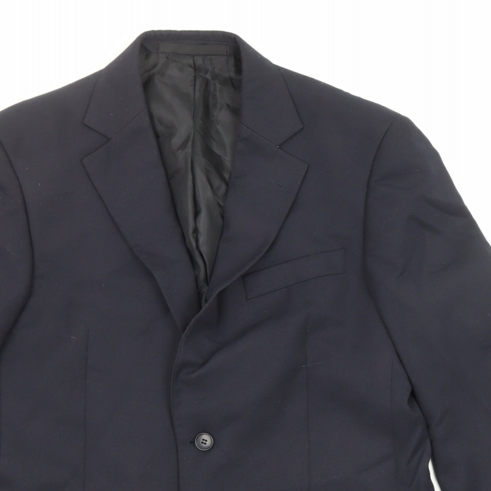 Terry de Havilland Mens Blue Polyester Jacket Suit Jacket Size 38 Regular