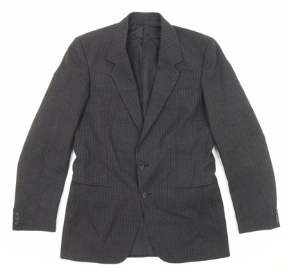 Additional front view of C&A men’s black striped polyester jacket suit jacket, size 40, regular