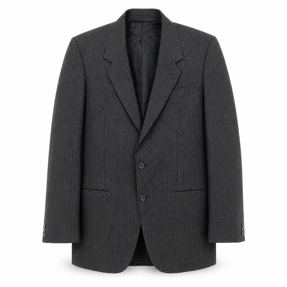 C&A Mens Black Striped Polyester Jacket Suit Jacket Size 40 Regular