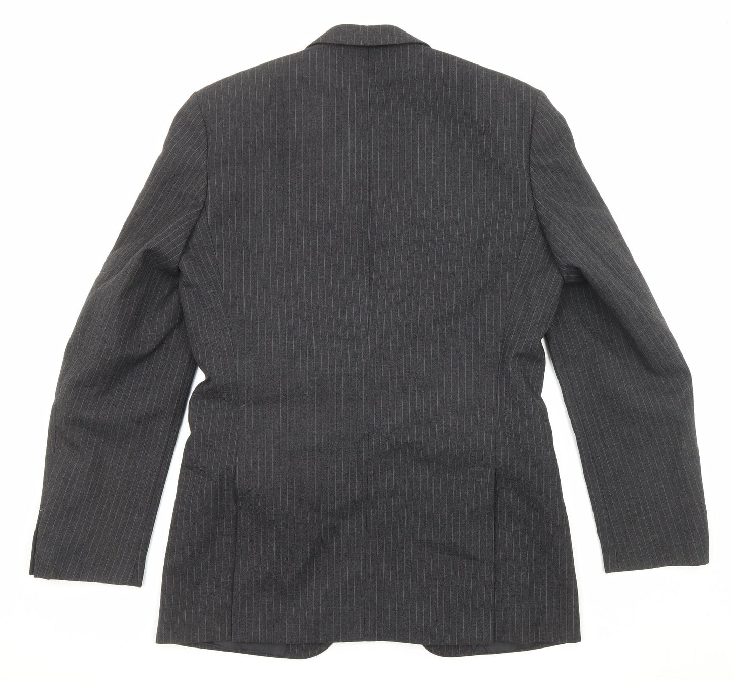 C&A Mens Black Striped Polyester Jacket Suit Jacket Size 40 Regular