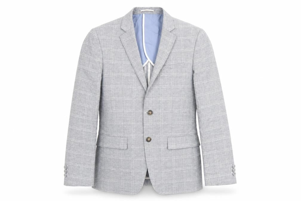 River Island Mens Grey Plaid Polyester Jacket Suit Jacket Size 40 Regular
