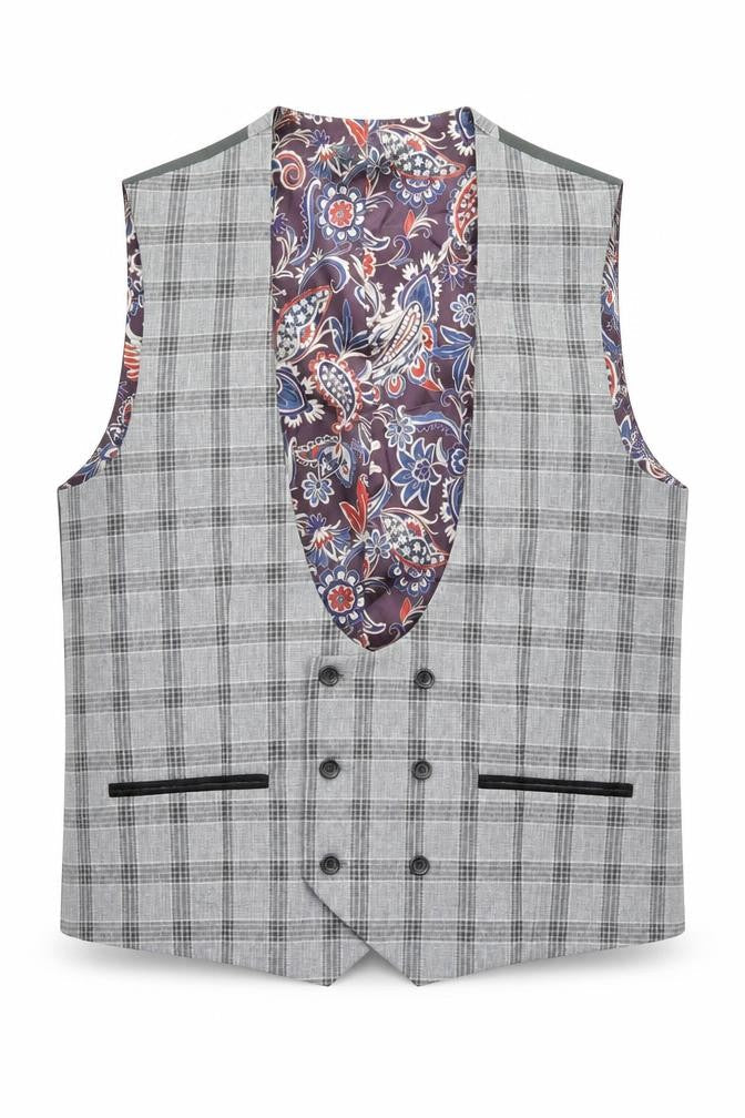 NEXT Mens Grey Plaid Polyester Jacket Suit Waistcoat Size 42 Regular