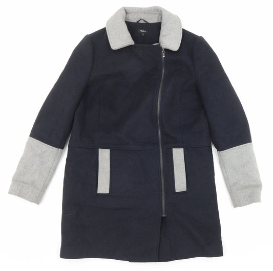 NEXT Womens Blue Overcoat Coat Size 12 Zip