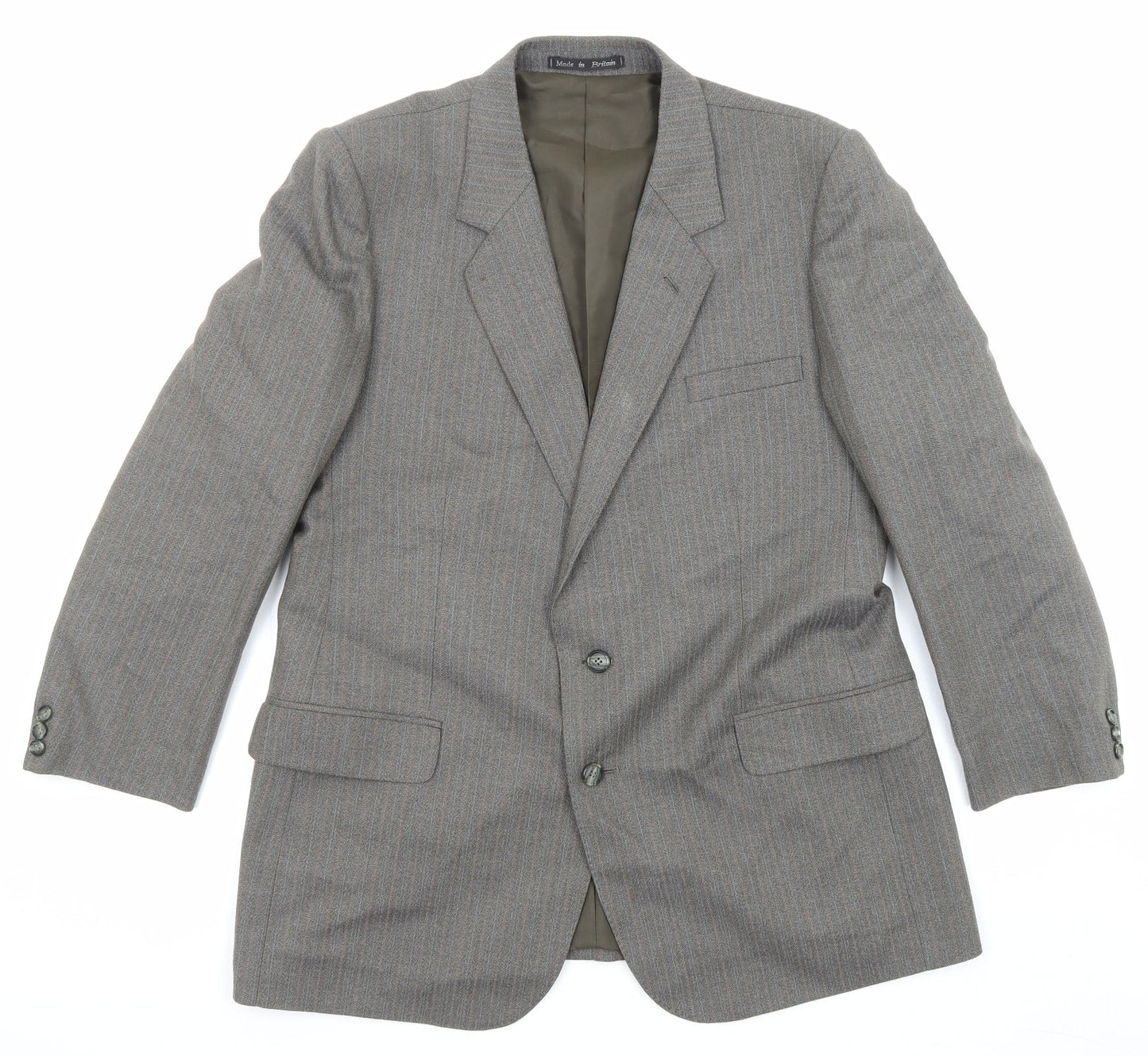 Grendale Mens Grey Striped Wool Jacket Suit Jacket Size 44 Regular