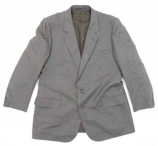 Grendale Mens Grey Striped Wool Jacket Suit Jacket Size 44 Regular