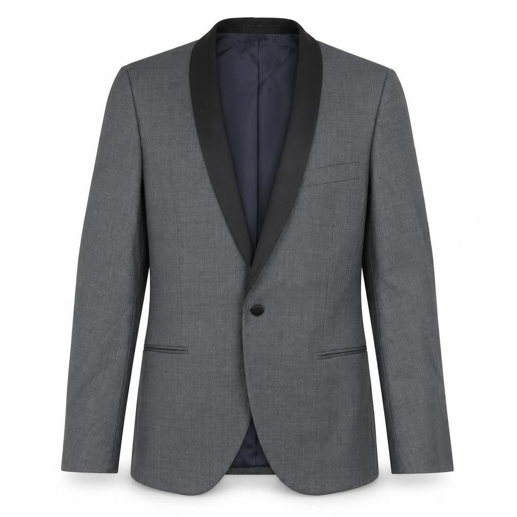 Topman Mens Grey Wool Tuxedo Suit Jacket Size 42 Regular