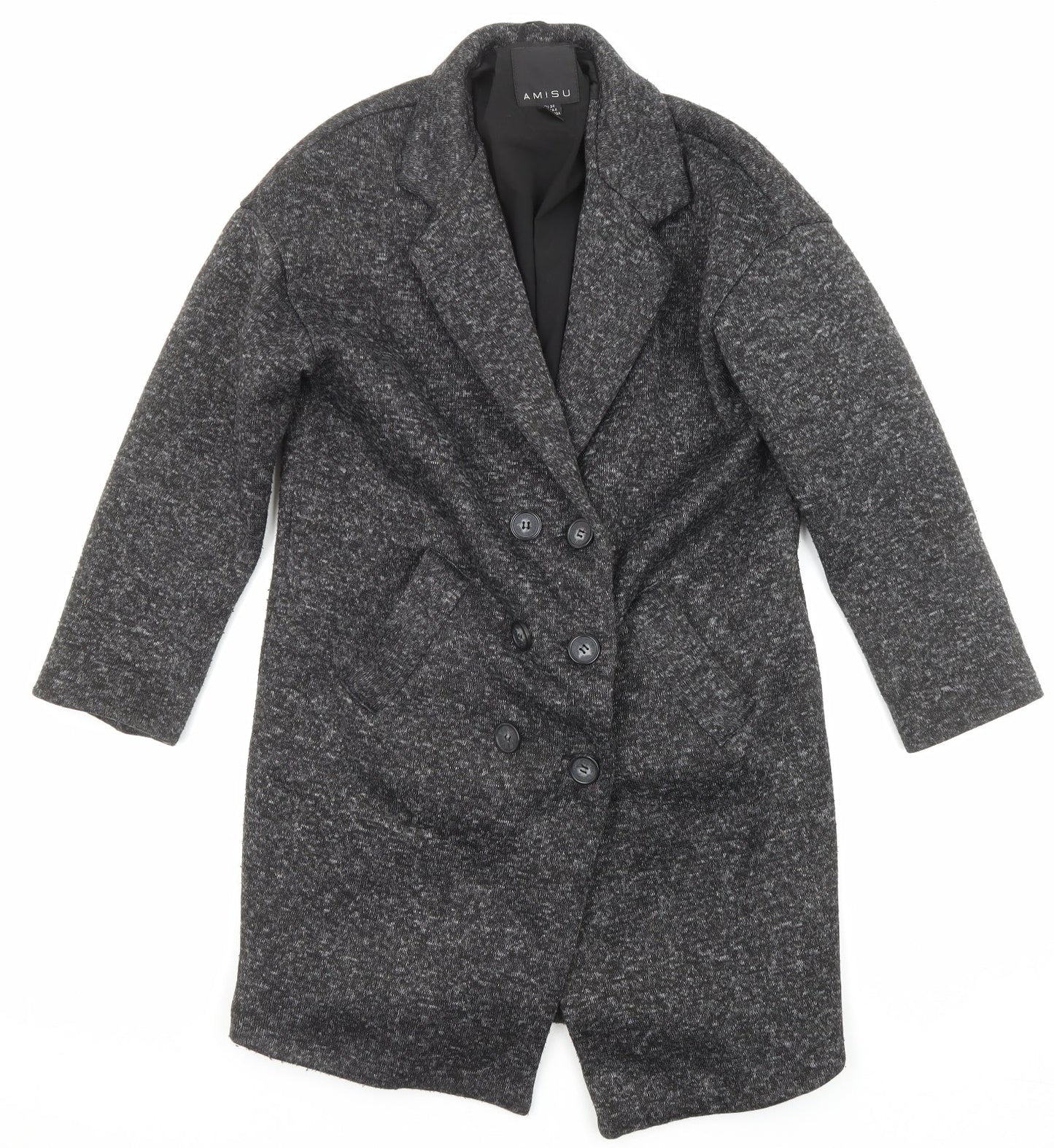 Amisu Womens Grey Overcoat Coat Size 6 Button