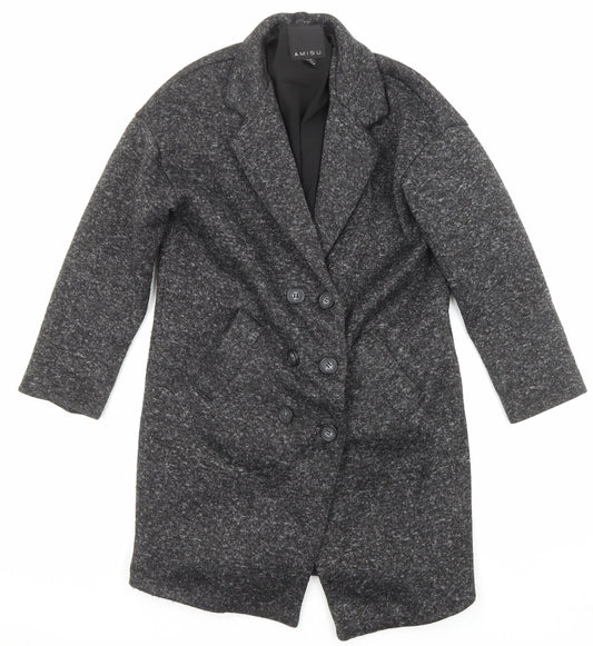 Amisu Womens Grey Overcoat Coat Size 6 Button