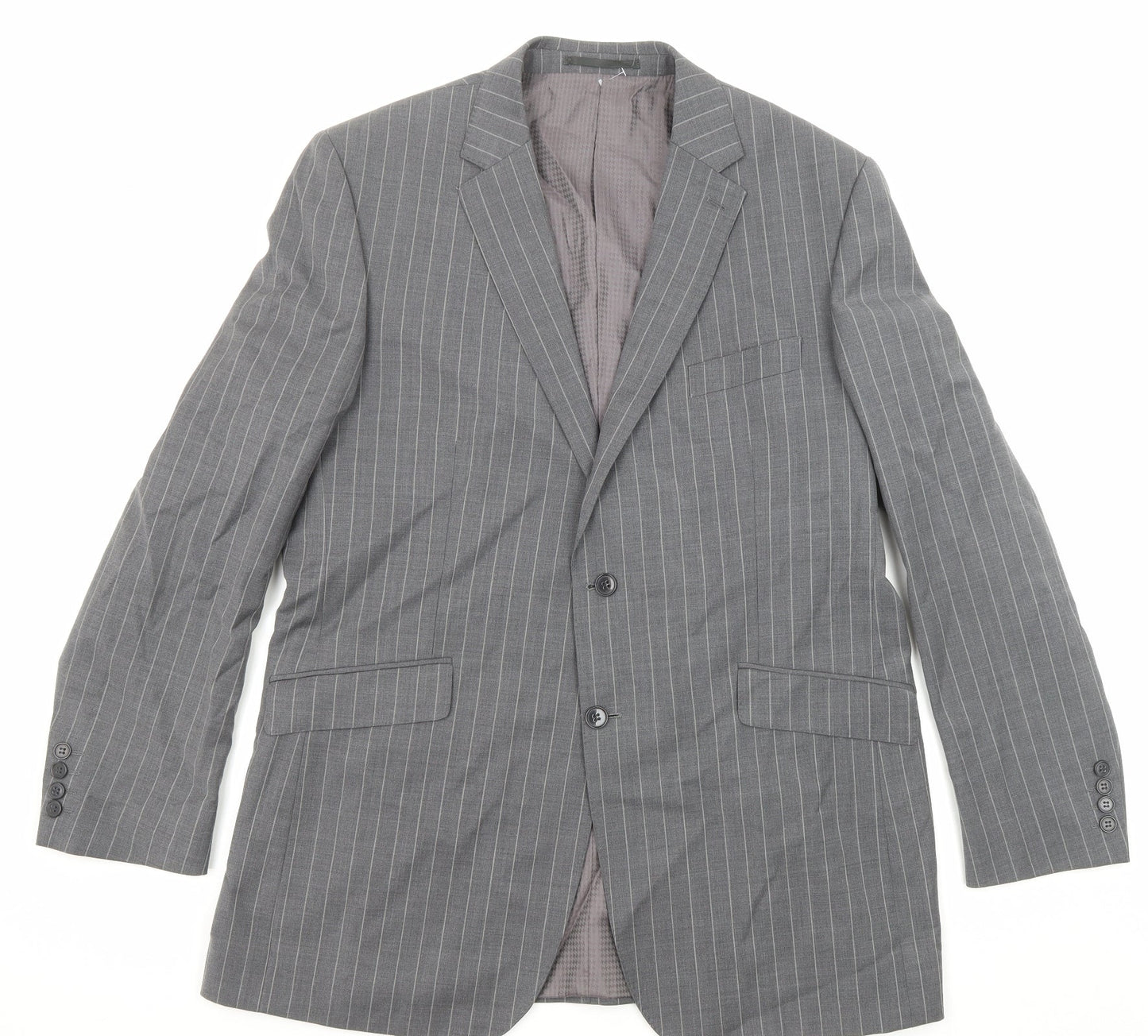 City Survival Mens Grey Striped Polyester Jacket Suit Jacket Size 44 Regular