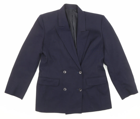 St Michael Womens Blue Jacket Blazer Size 12 Button