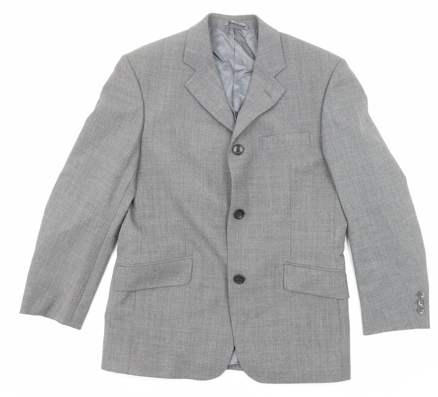 REMUS Mens Grey Polyester Jacket Suit Jacket Size 38 Regular