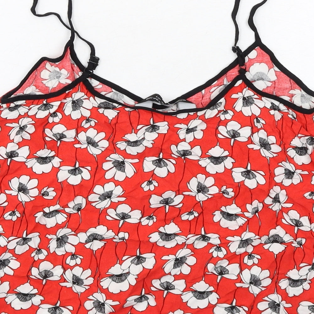Dorothy Perkins Womens Red Floral Viscose Camisole Tank Size 8 V-Neck