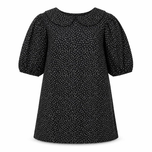 Capsule Womens Black Geometric Polyester A-Line Size 16 Collared Pullover - Heart Print