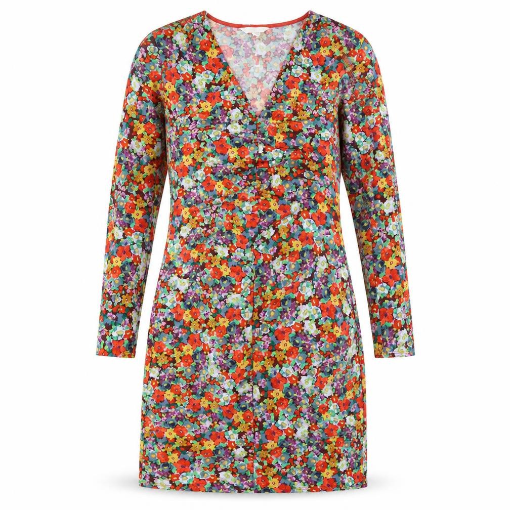 H&M Womens Multicoloured Floral Polyester Sheath Size L V-Neck Pullover