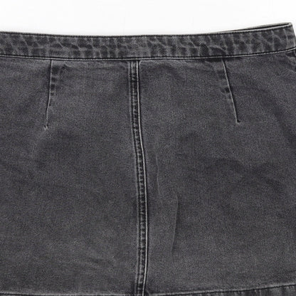 Topshop Womens Grey Cotton Mini Skirt Size 10 Button