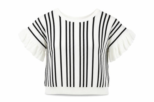 Next Womens White Round Neck Striped Viscose Pullover Jumper Size 14