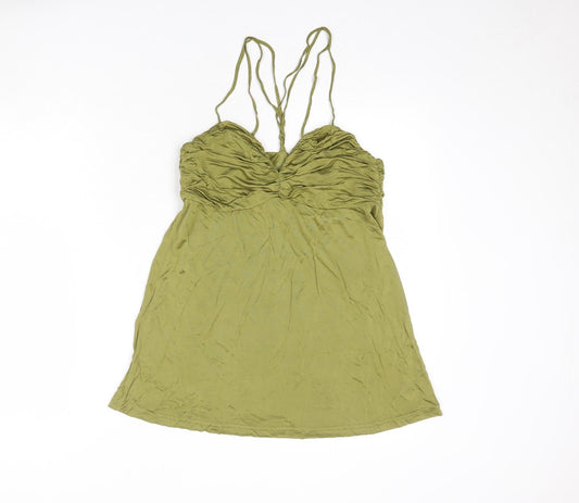 H&M Womens Green Viscose Basic Tank Size 12 Sweetheart