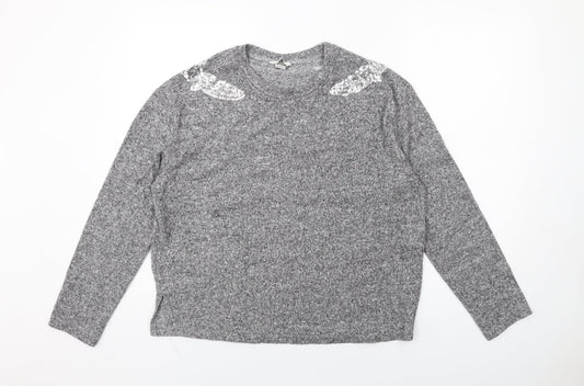 H&M Womens Grey Round Neck Polyester Pullover Jumper Size M