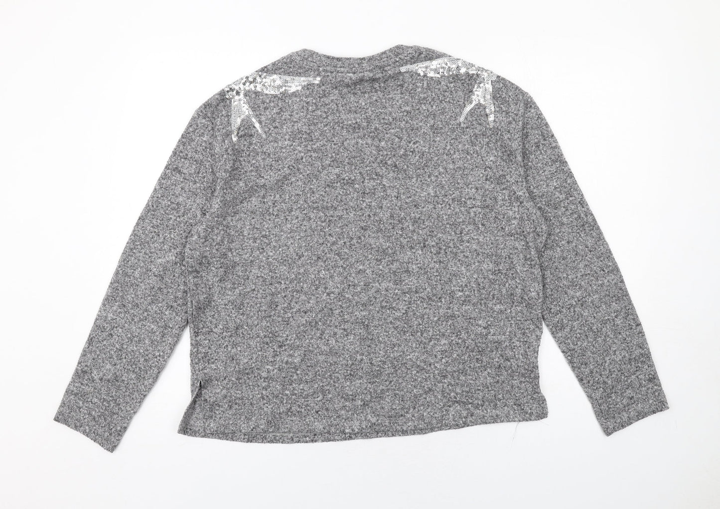 H&M Womens Grey Round Neck Polyester Pullover Jumper Size M