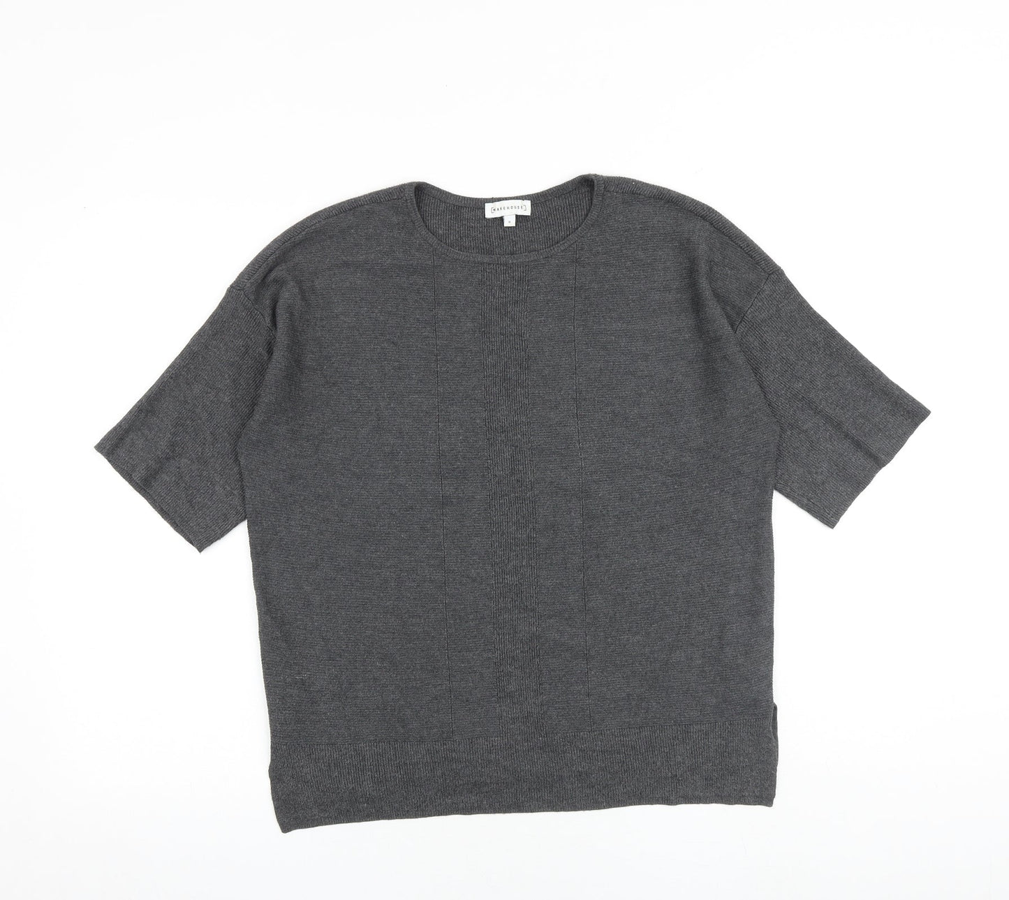 Warehouse Womens Grey Round Neck Viscose Pullover Jumper Size 8