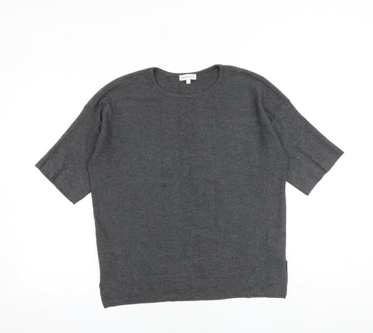 Warehouse Womens Grey Round Neck Viscose Pullover Jumper Size 8