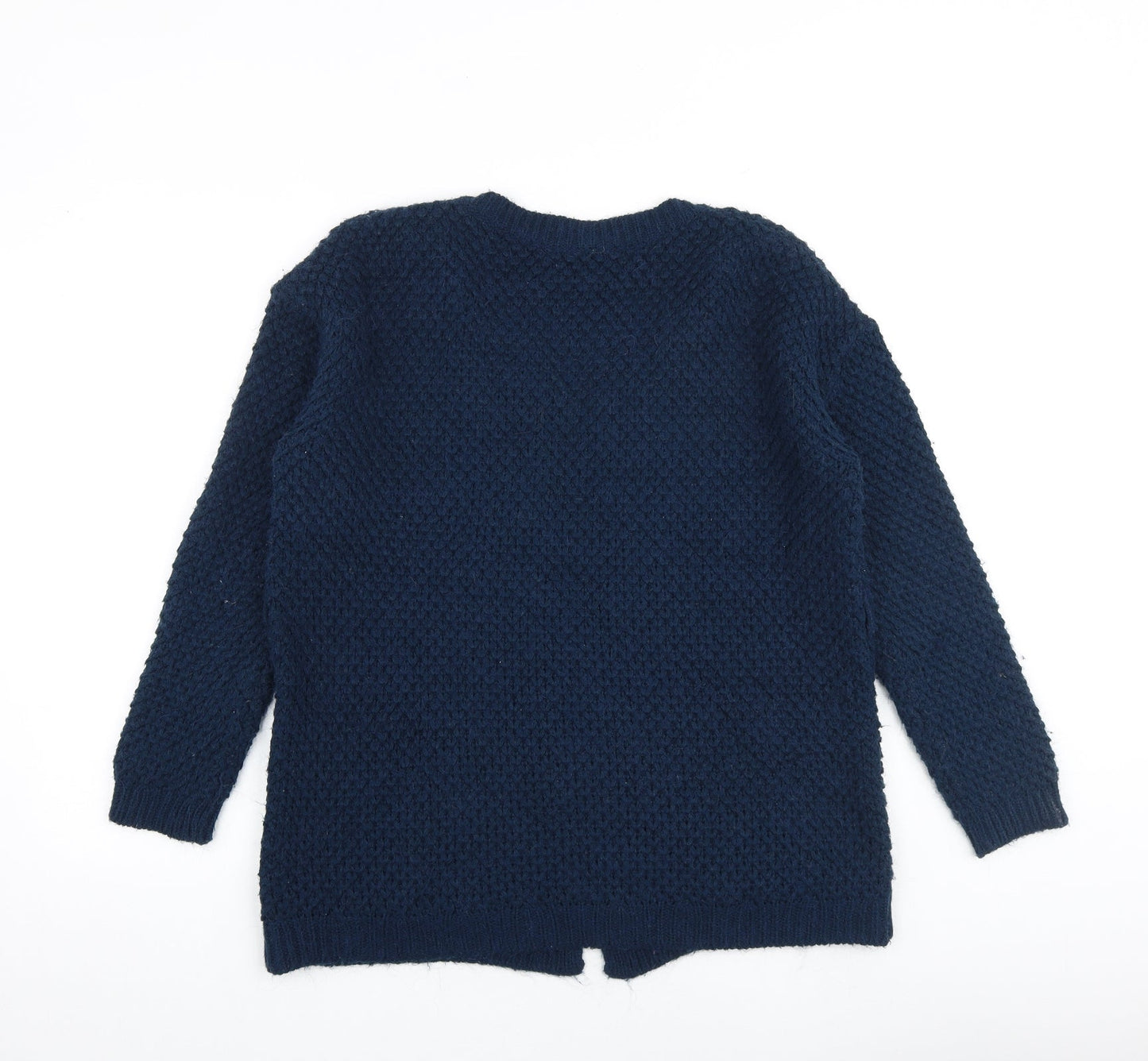 River Island Womens Blue V-Neck Acrylic Cardigan Jumper Size 8