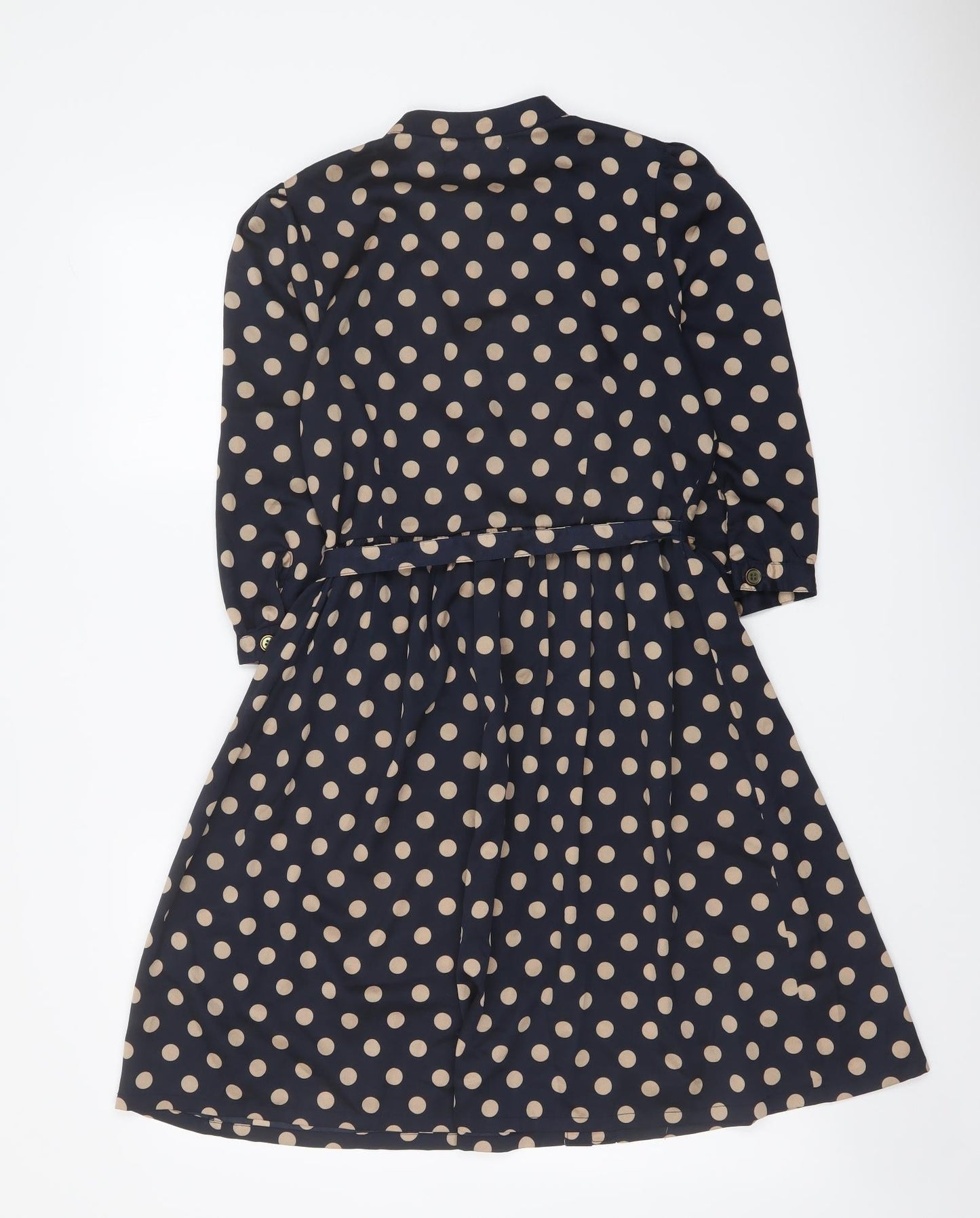 Purple Womens Blue Polka Dot Polyester Mini Size S Round Neck Button