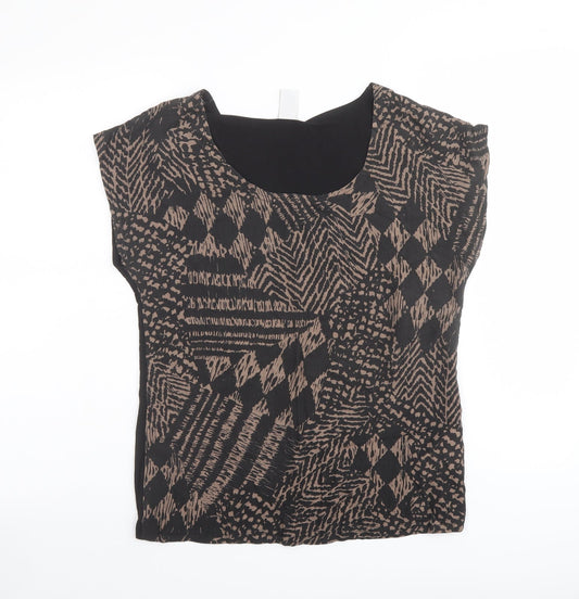 VILA Womens Black Geometric Viscose Basic Blouse Size S Boat Neck