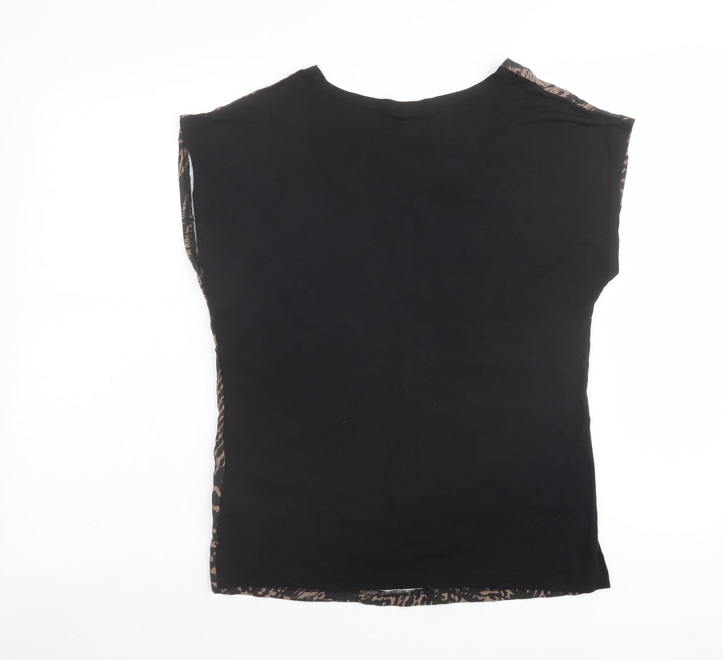 VILA Womens Black Geometric Viscose Basic Blouse Size S Boat Neck