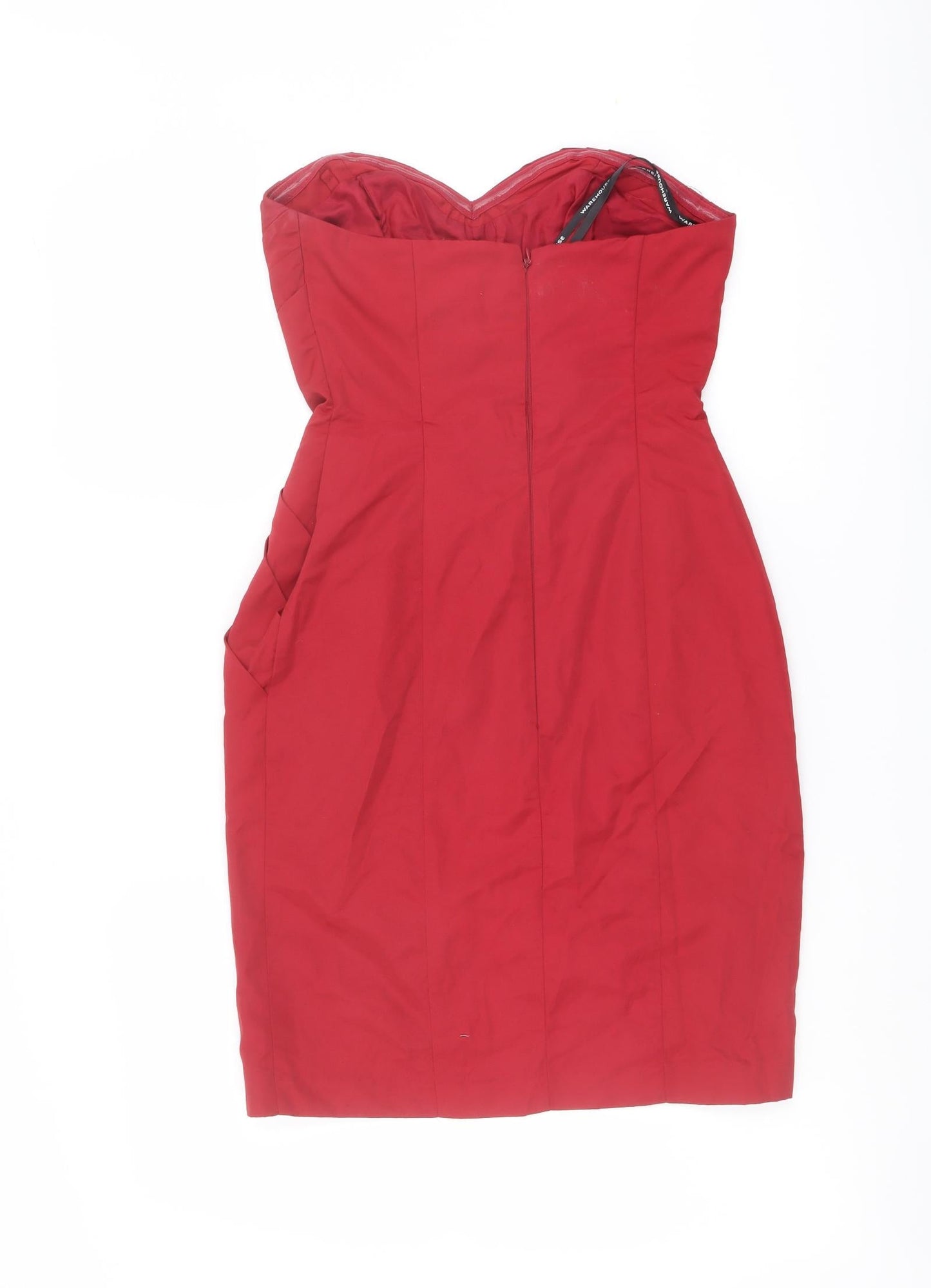 Warehouse Womens Red Polyester Mini Size 8 Off the Shoulder Zip